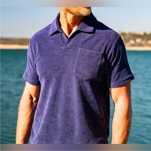 Criquet Deep Blue Terry Polo Shirt